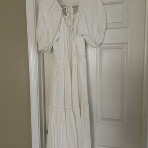 Lucy Paris White Pleated Tie Front Sundress